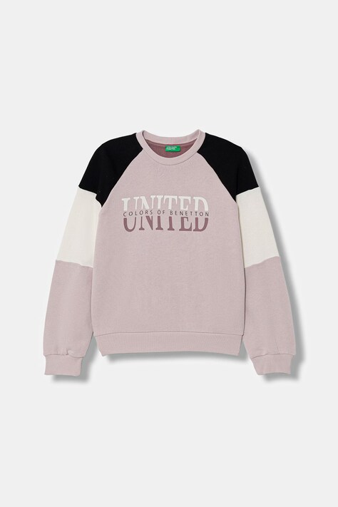 United Colors of Benetton bluza bawełniana dziecięca kolor różowy wzorzysta 3J68C10S5