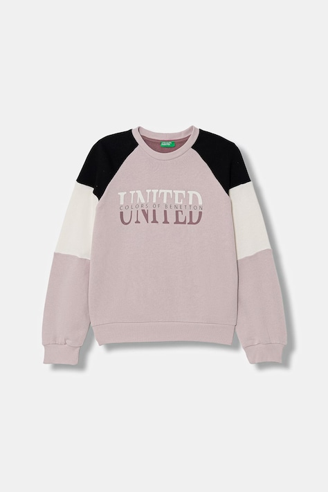 United Colors of Benetton bluza bawełniana dziecięca kolor różowy wzorzysta 3J68C10S5