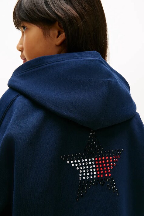 Tommy Hilfiger bluza z kapturem dziecięca z bawełną granatowa KG0KG09129