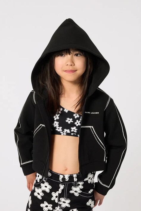 Marc Jacobs bluza dziecięca kolor czarny z kapturem wzorzysta W60747