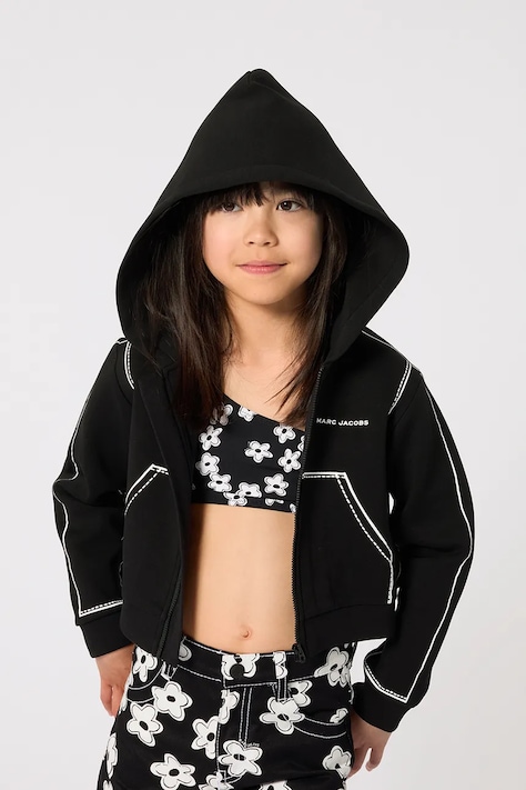 Dječja dukserica Marc Jacobs boja: crna, s kapuljačom, s uzorkom, W60747