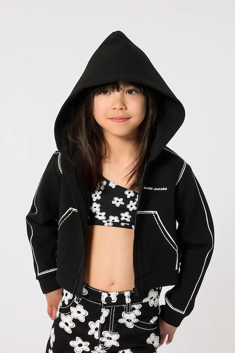 Dječja dukserica Marc Jacobs boja: crna, s kapuljačom, bez uzorka, W60747