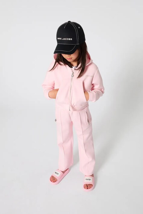 Marc Jacobs bluza dziecięca kolor różowy z kapturem z nadrukiem W60752