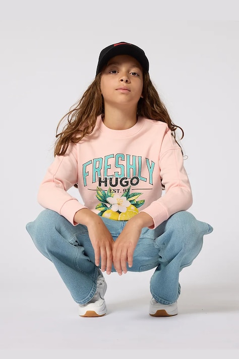 HUGO felpa per bambini colore arancione G01044