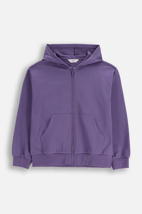 Coccodrillo bluza dziecięca kolor fioletowy z kapturem gładka EVERYDAY GIRL