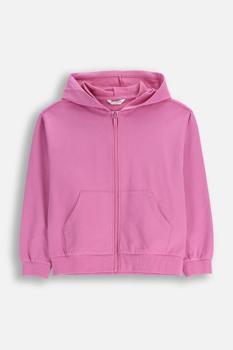 Coccodrillo bluza dziecięca kolor różowy z kapturem gładka EVERYDAY GIRL
