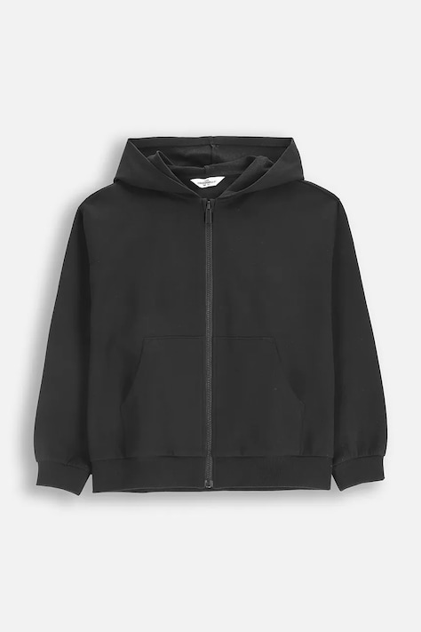 Detská mikina Coccodrillo čierna farba, s kapucňou, jednofarebná, EVERYDAY GIRL