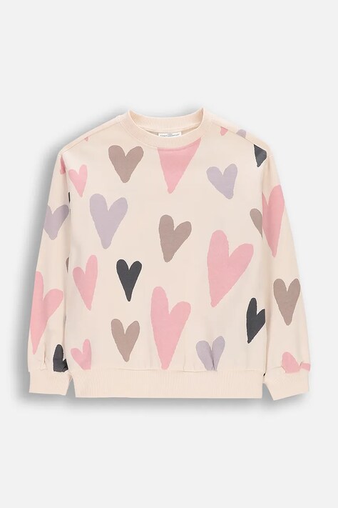 Coccodrillo bluza dziecięca kolor beżowy wzorzysta HEARTS GIRL KIDS
