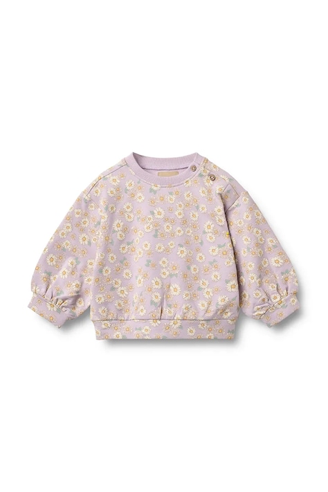 Wheat bluza bawełniana niemowlęca kolor fioletowy wzorzysta 4371-624-GOTS