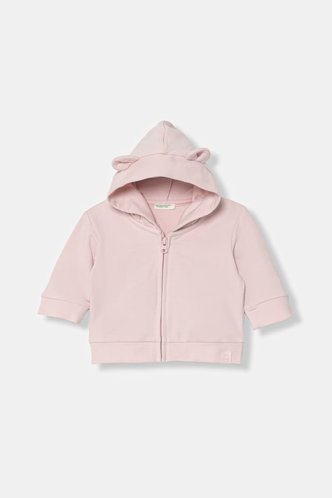 United Colors of Benetton bluza rozpinana z kapturem dziecięca bawełniana z elastanem różowa 35FNA501U