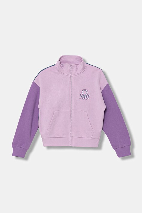 United Colors of Benetton bluza rozpinana dziecięca bawełniana fioletowa 3J68C505U