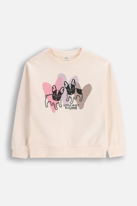 Coccodrillo dukserica za djecu s pamukom bež HEARTS GIRL KIDS