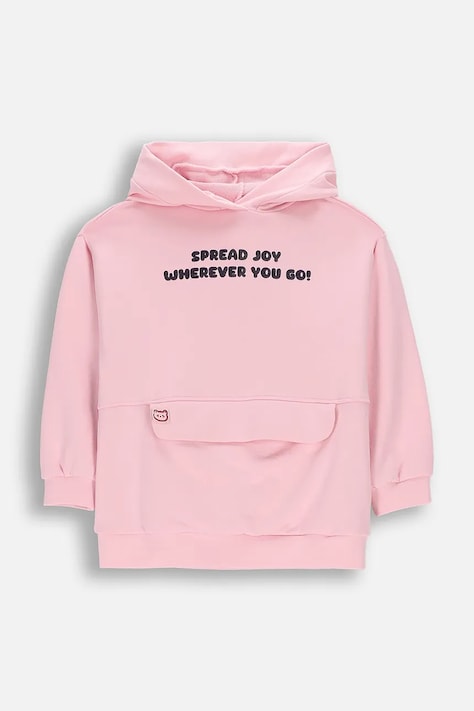 Coccodrillo bluza z kapturem dziecięca z bawełny różowa SWEET SHOP GIRL KIDS