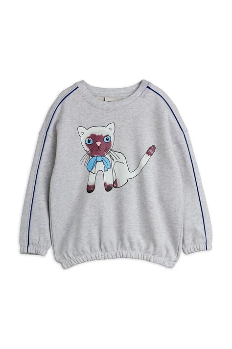 Mini Rodini bluza bawełniana dziecięca Siamese kolor szary z nadrukiem 26120117