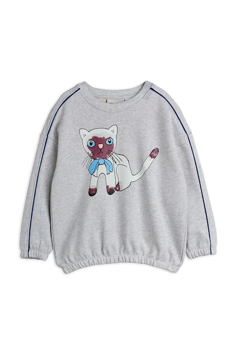 Mini Rodini bluza bawełniana dziecięca Siamese kolor szary z nadrukiem 26120117