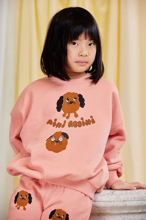Mini Rodini bluza bawełniana dziecięca Doggies kolor pomarańczowy z nadrukiem 26120125