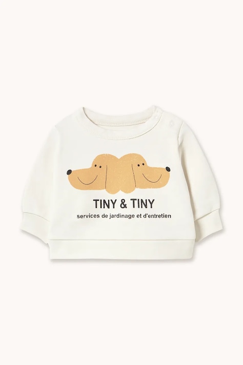 Хлопковая кофта для младенцев Tinycottons TINY & TINY BABY SWEATSHIRT цвет белый с принтом SS26-153