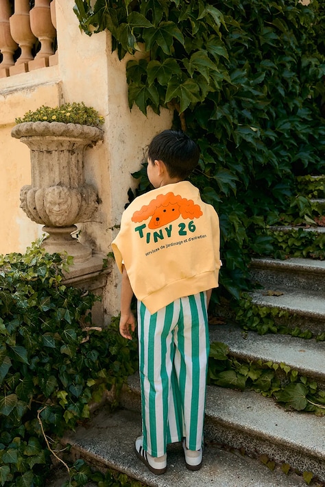 Tinycottons gyerek melegítőfelső pamutból RED DOG GRAPHIC SWEATSHIRT sárga, nyomott mintás, SS26-154