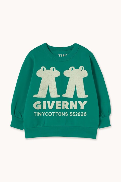 Tinycottons gyerek melegítőfelső pamutból FROG & FROG GRAPHIC SWEATSHIRT zöld, nyomott mintás, SS26-162