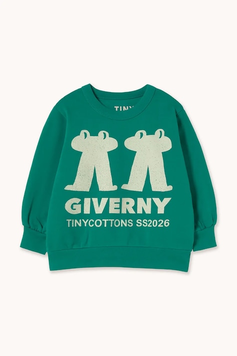 Tinycottons gyerek melegítőfelső pamutból FROG & FROG GRAPHIC SWEATSHIRT zöld, nyomott mintás, SS26-162