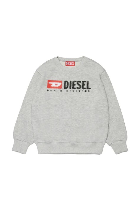 Diesel bluza dziecięca z bawełną SDROPS OVER SWEAT-SHIRT kolor szary z nadrukiem J02483