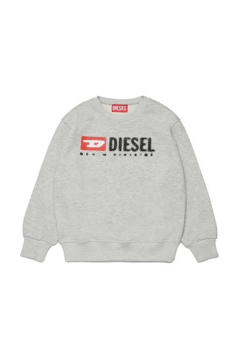 Diesel bluza dziecięca z bawełną SDROPS OVER SWEAT-SHIRT kolor szary z nadrukiem J02483