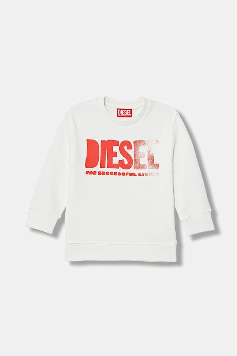 Βαμβακερή παιδική μπλούζα Diesel SIDER OVER SWEAT-SHIRT χρώμα: άσπρο, με κουκούλα, J02619