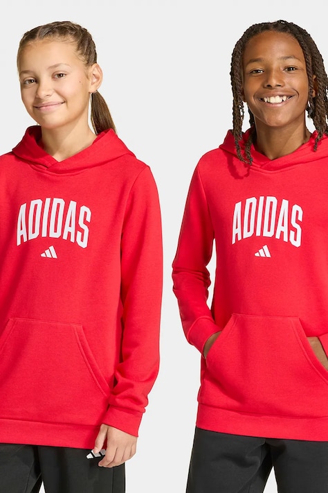 Otroški pulover adidas rdeča barva, s kapuco, KA2991