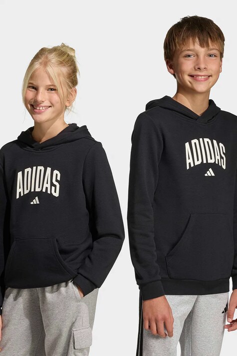 Παιδική μπλούζα adidas χρώμα: μαύρο, με κουκούλα, KA2990