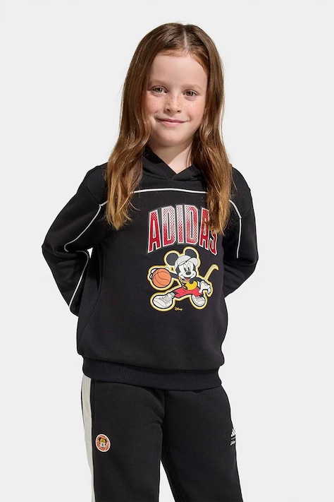 adidas bluza dziecięca DISNEY kolor czarny z kapturem z nadrukiem JZ7670