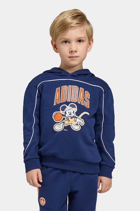 Dječja dukserica adidas boja: tamno plava, s kapuljačom, s tiskom, JZ3561