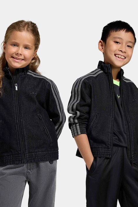 adidas Originals bluza jeansowa dziecięca kolor czarny gładka KD5805