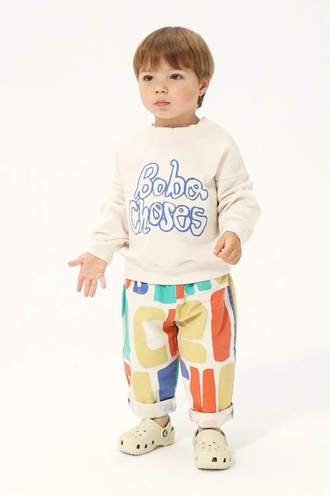 Bobo Choses bluza bawełniana niemowlęca Bobo Choses By Hand kolor beżowy z nadrukiem B126AB113