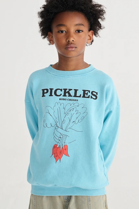 Bobo Choses bluza bawełniana dziecięca Bunch Of Vegetables kolor niebieski z nadrukiem B126AC040