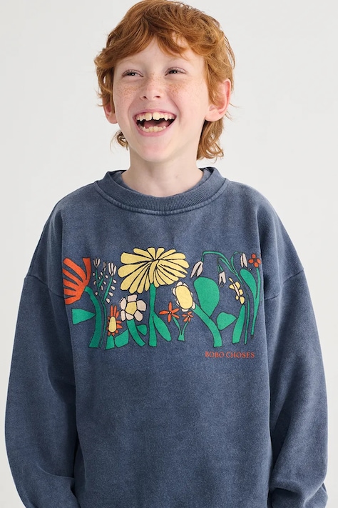 Bobo Choses hanorac de bumbac pentru copii Color Herbalist culoarea bleumarin, cu imprimeu, B126AC042