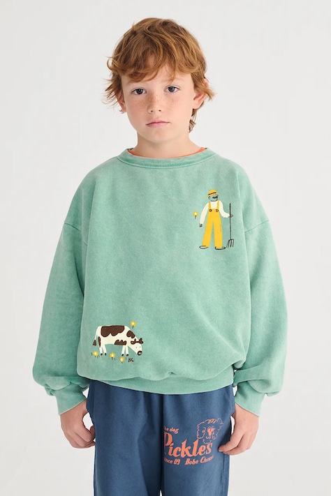 Παιδική βαμβακερή μπλούζα Bobo Choses Farm Adventure χρώμα: πράσινο, B126AC043