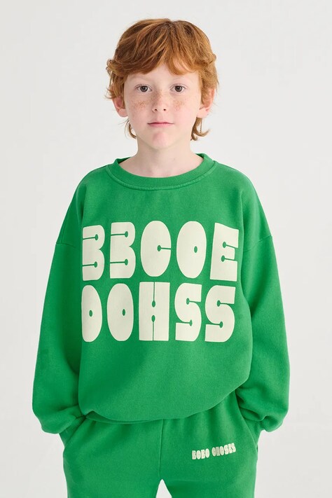 Bobo Choses bluza bawełniana dziecięca Bobo Choses Modern kolor zielony z nadrukiem B126AC142