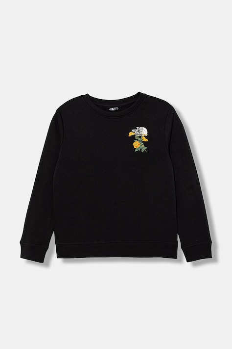 Detská mikina s bavlnou The North Face G FLORA RELAXED CREW čierna NF0A8G1PJK31