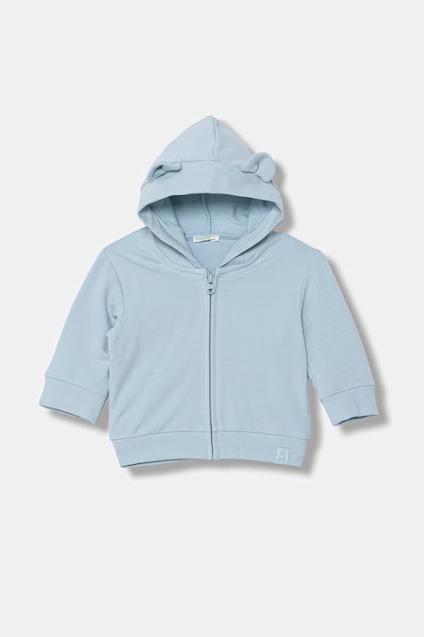 United Colors of Benetton bluza dziecięca kolor niebieski z kapturem gładka 35FNA501U