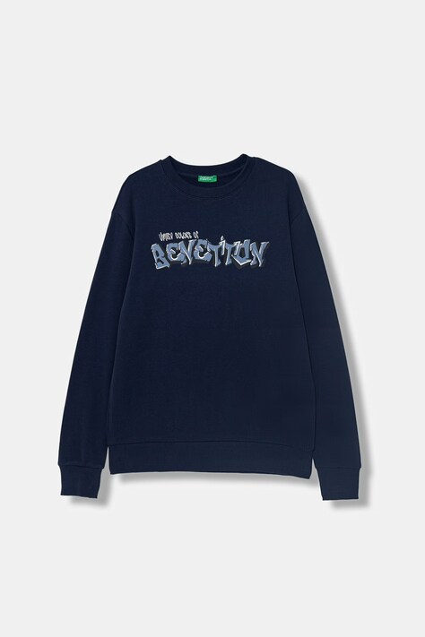 United Colors of Benetton bluza dziecięca bawełniana granatowa 3J68C10S1