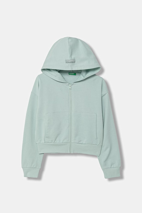 United Colors of Benetton rozepínací mikina dětská bavlněná zelená 3NBMC505Y