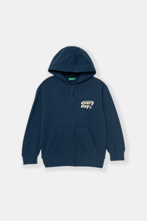 United Colors of Benetton bluza rozpinana dziecięca bawełniana granatowa 3NBMC505Z