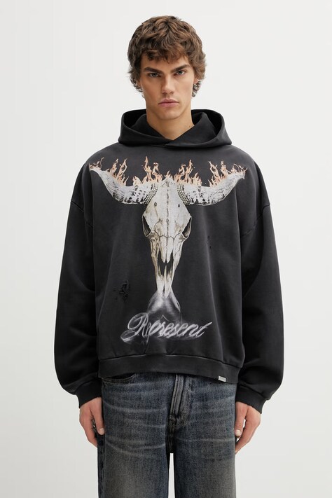 Represent BRITISH COWBOYS bluza z kapturem bawełniana męska czarna MLM100610.04