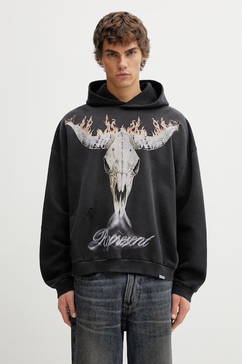 Represent BRITISH COWBOYS bluza z kapturem bawełniana męska czarna MLM100610.04