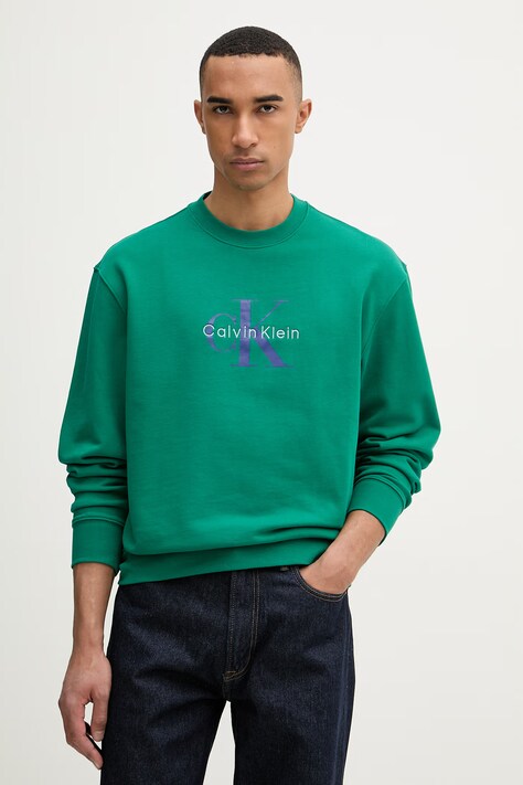 Calvin Klein Jeans dukserica za muškarce od pamuka zelena LV04RD242G