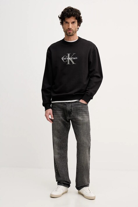 Calvin Klein Jeans bluza bawełniana męska kolor czarny z aplikacją LV04RD242G