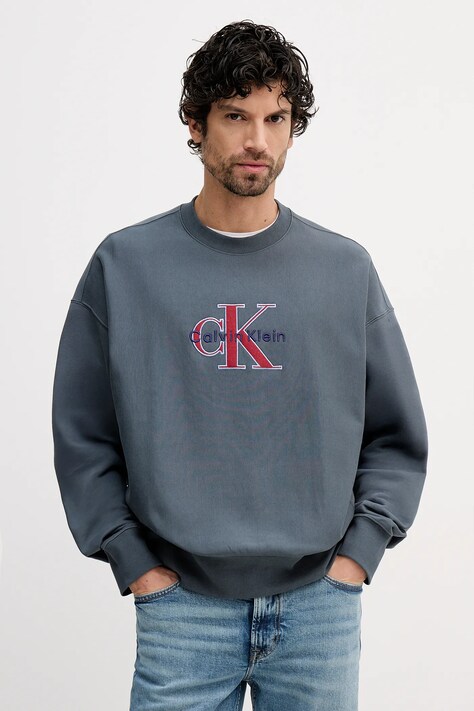 Calvin Klein Jeans bluza męska kolor szary z aplikacją LV04RE200G