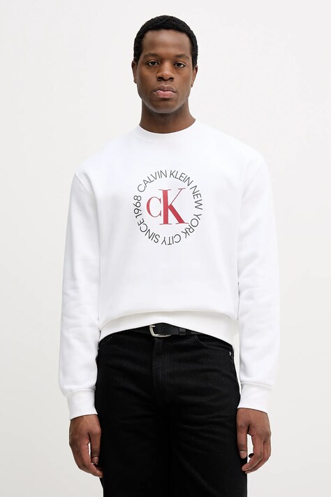 Calvin Klein Jeans bluza męska kolor biały z nadrukiem LV14RE250G