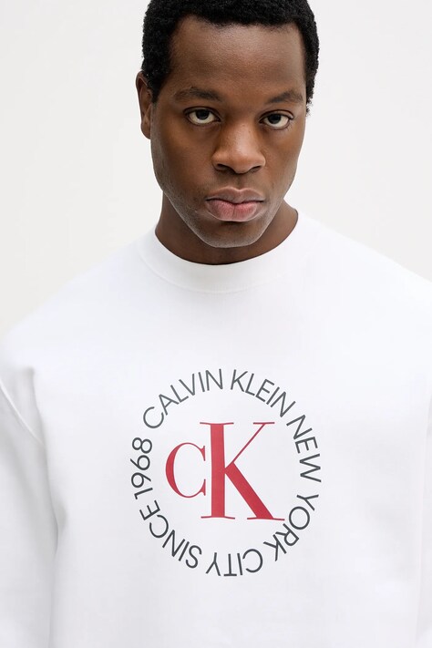 Calvin Klein Jeans bluza męska kolor biały z nadrukiem LV14RE250G