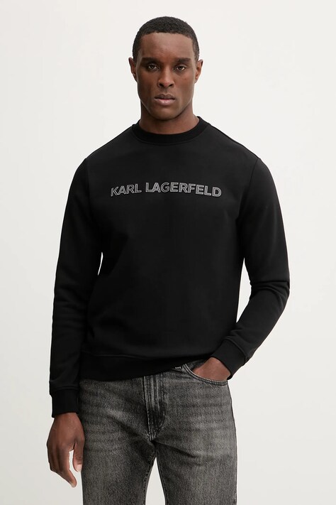 Karl Lagerfeld bluza bawełniana męska kolor czarny gładka 561952.705075